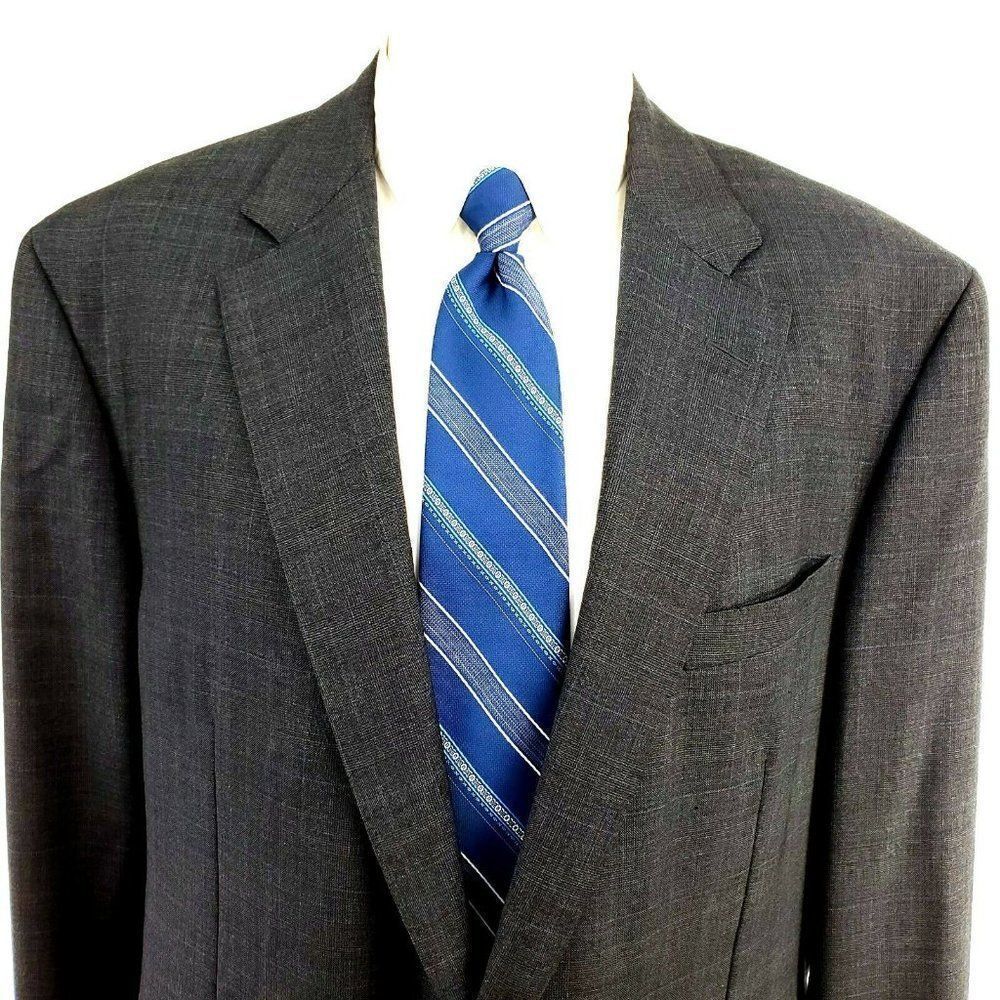 Samuelsohn 44L 2‎ Button Glen Plaid Windowpane Gray